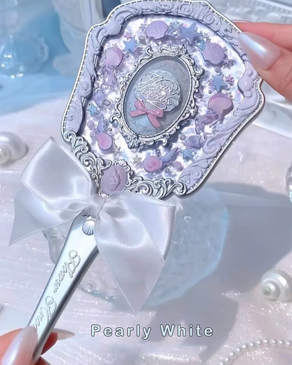 Flower Knows Shell Jewel Hand Mirror Ocean Style Makeup Mirror Portable Compact Beauty Mirror Aesthetic Princess Vanity Mirror