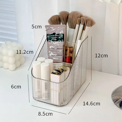 Transparent Makeup Organizer New 3/4-Slot Lightweight Vanity Case Washable Plastic Versatile Storage Box