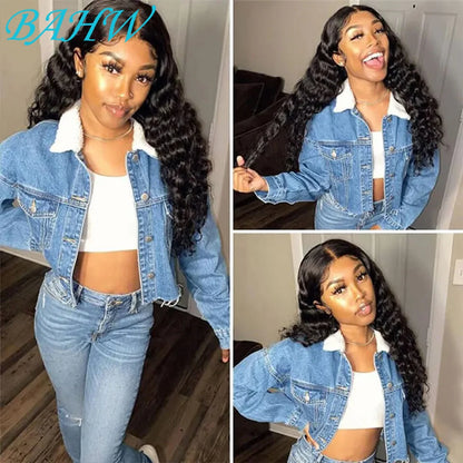 Brazilian Hair 13x4 HD Lace Frontal Wig Deep Wave Curly Remy Human Hair Deep Water Wave 4x4 Lace Front Wig Natural Color