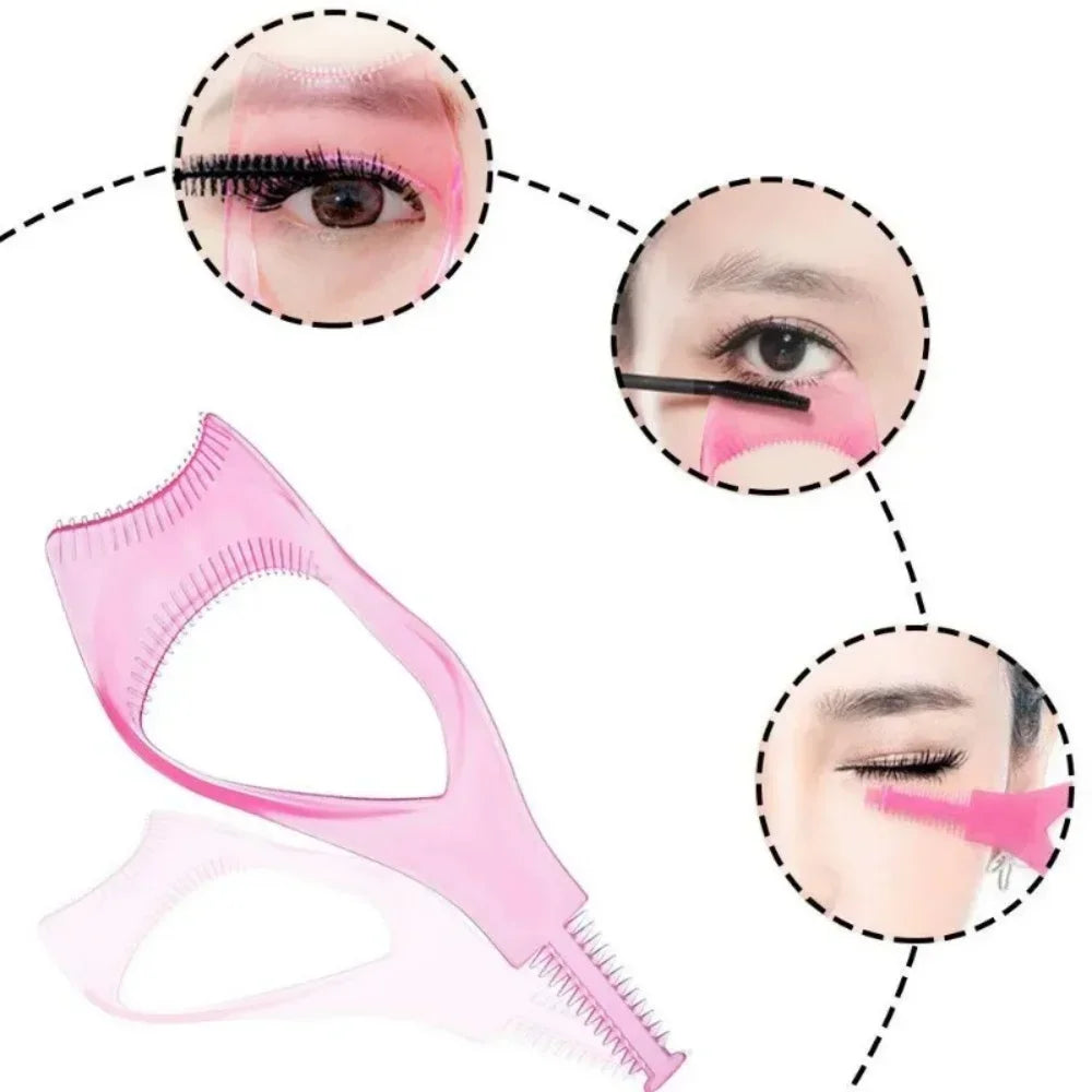 3 in 1 Portable Eyelash Makeup Tool Lash Curler Anti Smudge Mascara Shield Guard Eyeliner Holder Eye Beauty Cosmetic Accessory
