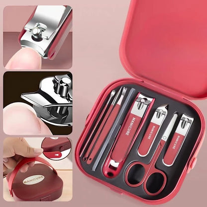 6pcs/8pcs Stainless Steel Professional Nail Care Kit | Includes Nail Clippers and Manicure Tools Portable Storage Box Ideal Gits