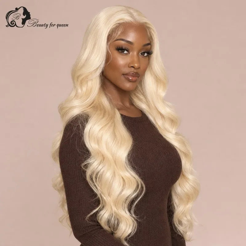 Middle 613 Blonde Body Wave Wig Long Full Cuticle Natural Elegant Glossy Brazilian Deep HD Lace Baby Hair Bouncy Colored