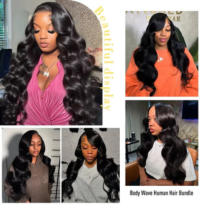 Long Size 30 40 Inch Body Wave Hair Bundles Unprocessed Brazilian Virgin Remy Hair Double Drawn Wavy Weave Hair Extensions