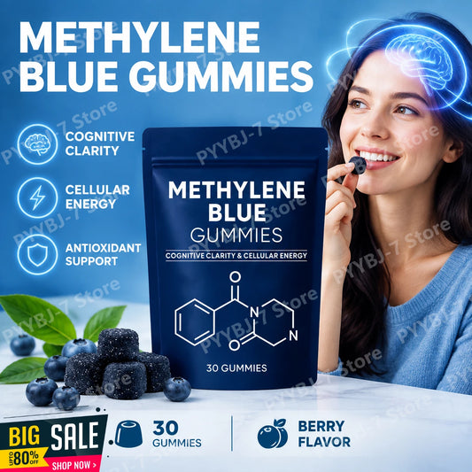 Methylene Blue Gummies with PQQ NAC Vitamin B2 & B3, Supports Cognitive Clarity & Cellular Energy Brain Nutrient for Adults 30Ct