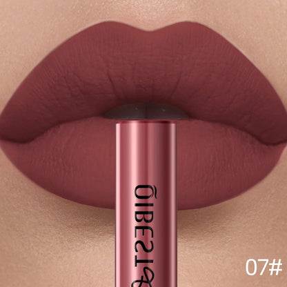 QIBEST Sexy Red Matte Lip Gloss Long Lasting Velvet Liquid Lipstick Lip Makeup Women Beauty Nonstick Cup Waterproof Lipgloss Hot