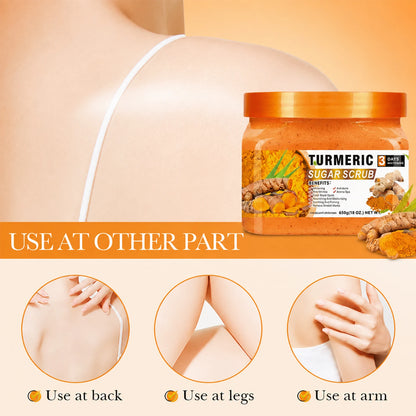 Turmeric Sugar Scrub 650g Each Body Exfoliator Natural Brightening Moisturizing Scrub for Glowing Smooth Skin