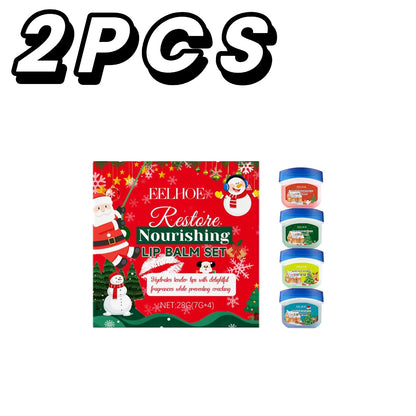 4In1 Christmas Lip Balm Gift Box Lasting Hydrating Moisturizing Repairing Anti Cracking Lip Care Kit A/W2027 Lip Care Xmas Gift