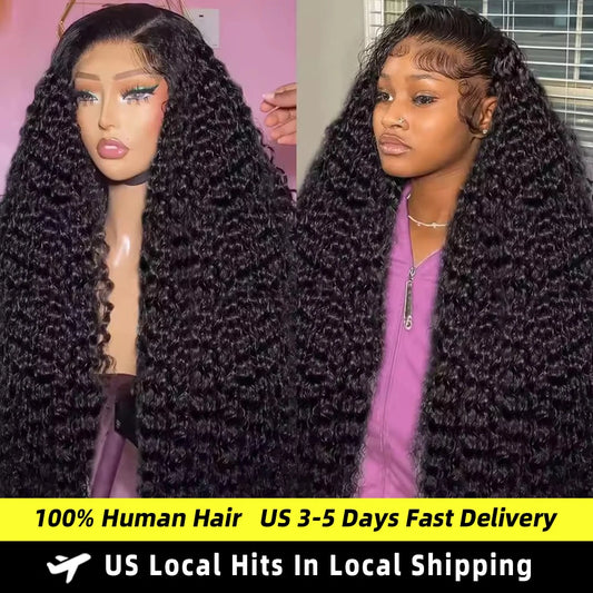 13x4 HD Deep Wave ≥98% Human Hair Wig Pre Plucked Lace Frontal Wig 13x6 360 Curly Transparent Lace Front Wig 4x4 5x5 Lace Wig