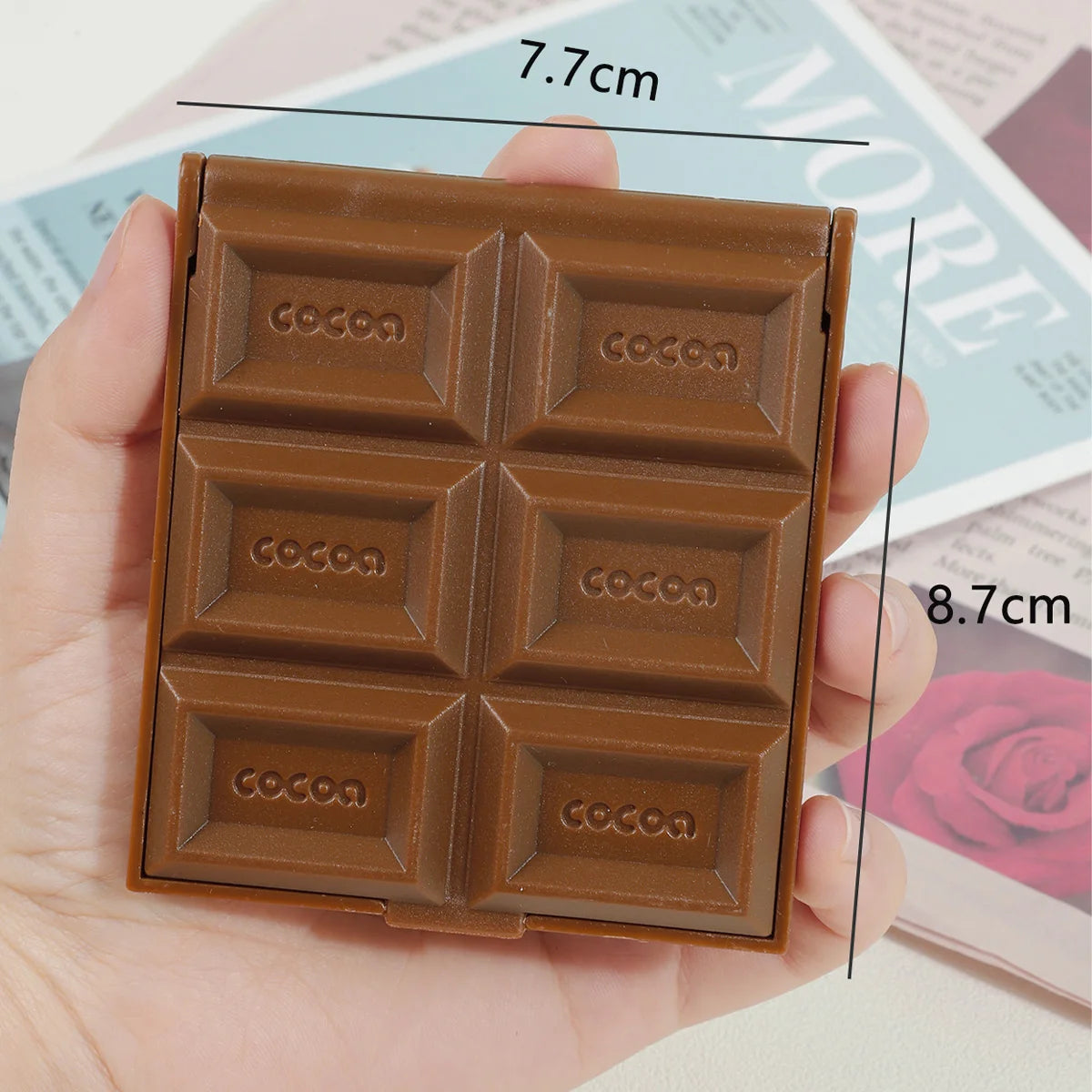 Creative Decorative Chocolate Mirror Square Kawaii Portable Mirror Plastic Chocolate Shaped Vanity Mirror Children