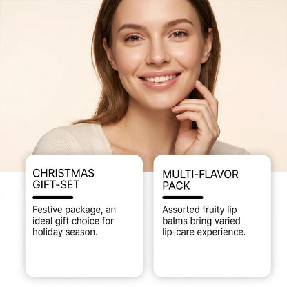 Christmas Lip Balm Set Moisturizing Multi-Flavor Long-Lasting Fruity Lip Care for Dry Cracked Lips Holiday Gift Stocking Stuffer