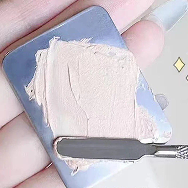 【M】1Set Foundation Brush Mixing Palette Stainless Steel Mixer Palette With Spatula Lipstick Eye Shadow MakeUp Tools