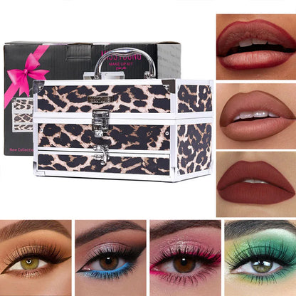 Pro All-In-One Eyeshadow Set, Full Makeup Kit, Professional All-In-One Makeup Kit for Women And Beginners, with Mirror, Eyeshadow, Blusher, Eyebrow Powder, Eyeliner, Cosplay Daily Makeup, for Natural And Glam Looks, Ideal Chr