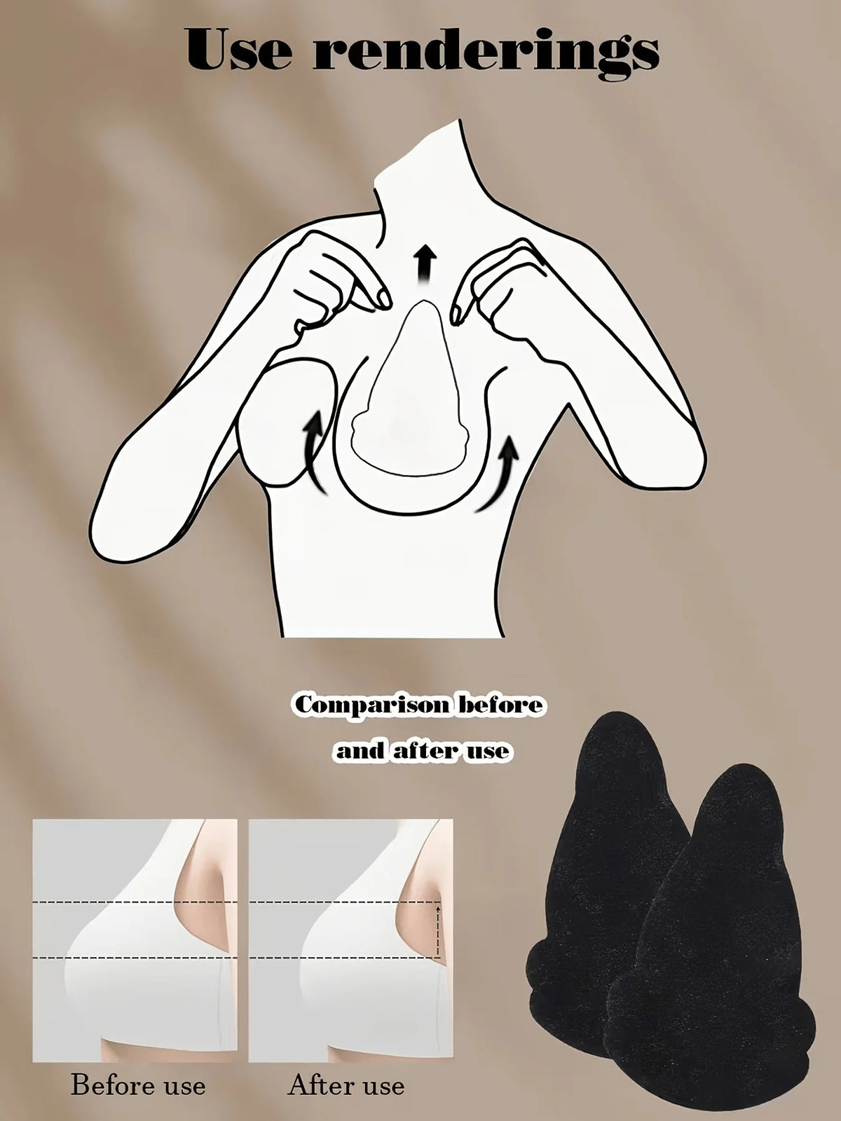 10-Pack Invisible Breast Petals, Skin-Friendly and Breathable Lift-Up Stickers, Ultra-Strong Adhesive Chest Support Pads