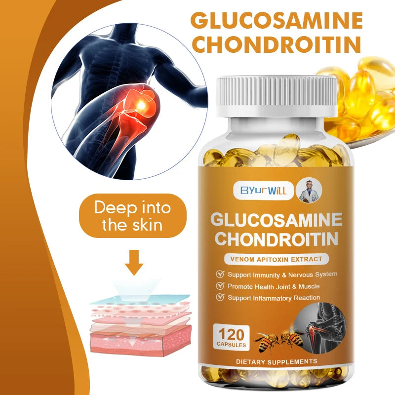 Bee Venom Glucosamine Chondroitin MSM Capsules - Joint Health Supplement for Mobility, Flexibility and Joint Pain Relief