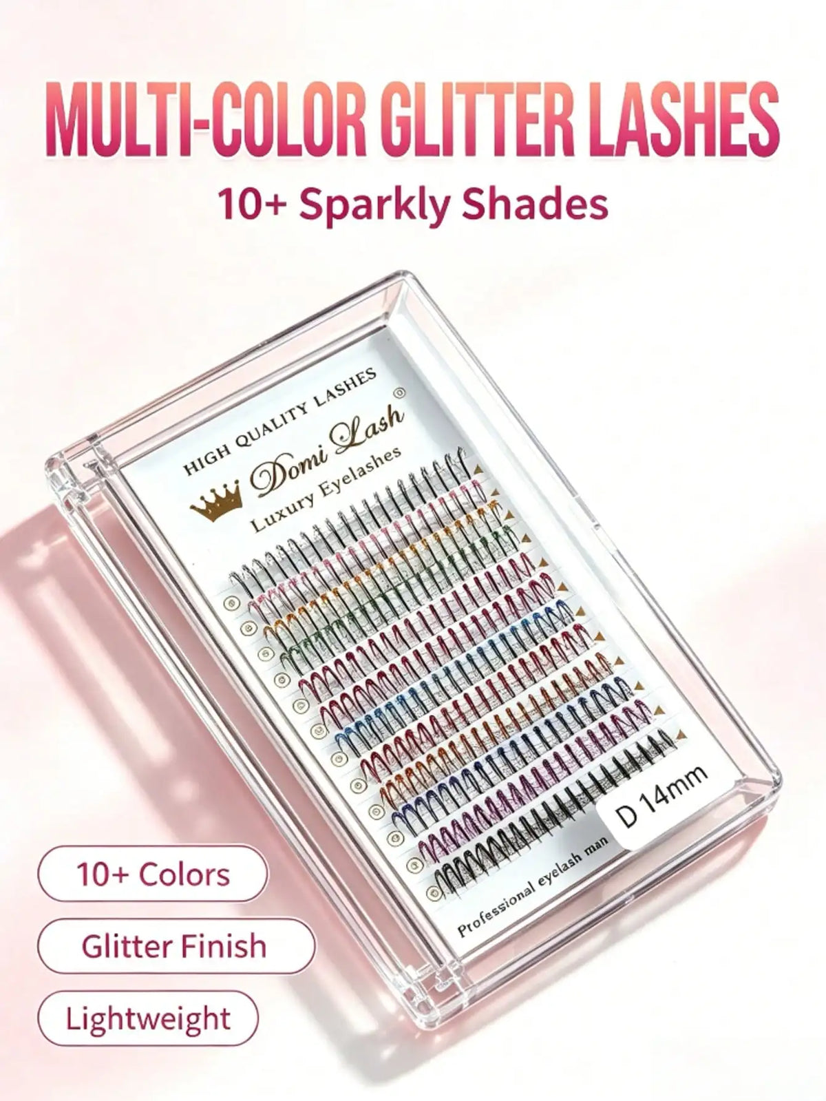Domi Lash 12 Line 12 Color Cosplay Eyelash Extension New Fashion Christmas Glitter Soft Mink False Eyelash Individual Lashes