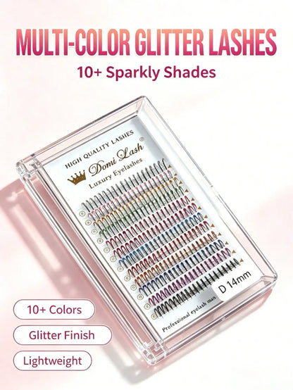 Domi Lash 12 Line 12 Color Cosplay Eyelash Extension New Fashion Christmas Glitter Soft Mink False Eyelash Individual Lashes