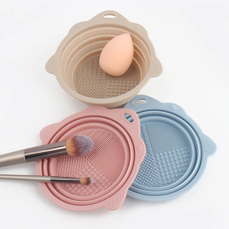 Foldable Scrubbing Silicone Bowl Cosmetic Brush Cleaner Make Up Washing Brush Tool Cleaning Bowl Scrubbe Bowl Beauty Supplies