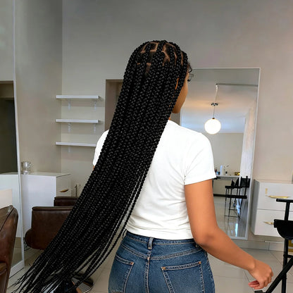 36inch Box Braided Wigs Synthetic Full Lace Braiding Hair Wigs Knotless Lace Frontal Braids Wig with Baby Hair for Black Women