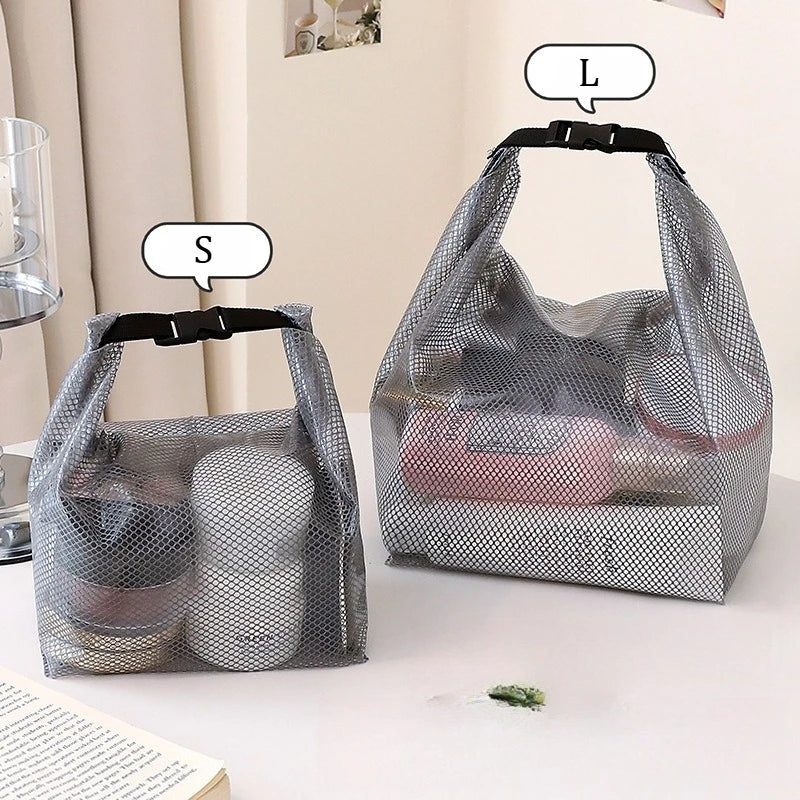 Large Capacity Waterproof Makeup & Toiletry Bag Portable Handheld Cosmetic Organizer Pouch Travel Storage Bag with Button