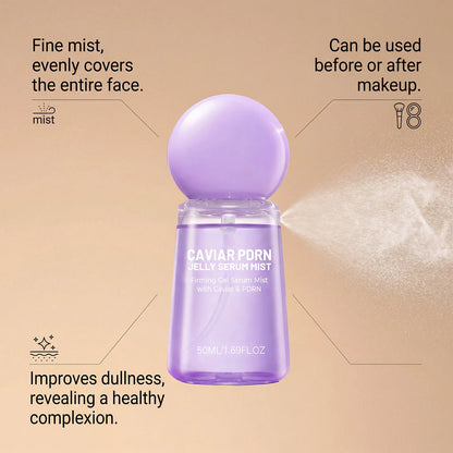 Caviar PDRN&Collagen Peptides Jelly Serum Mist Set,Reshape Skin Cells&Instant Plump,Firm & Anti‑Wrinkle,Dewy Glow&Jelly to Mist Technology,On the Go Skincare Capsule,Clean&Gentle Formulation,Travel Essentials&Self Care Gift