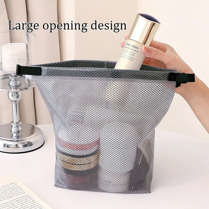Large Capacity Waterproof Makeup & Toiletry Bag Portable Handheld Cosmetic Organizer Pouch Travel Storage Bag with Button