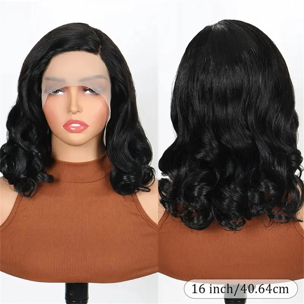 Loose Bouncy Wave Short Bob Wigs Raw Vietnamese Virgin Hair Side Part Body Wave Human Hair Lace Frontal Pre Cut 13x4 Hd Lace Wig
