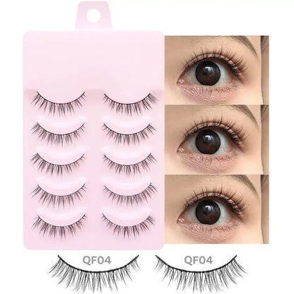 DINGSEN 5 Pairs Manga Lashes Eyes Lashes Soft Natural Long Eyelashes Fake Lashes Anime Wispy Strip False Eyelashes Makeup