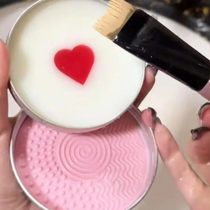 Deep Clean Makeup Brush Cleaner Soap Quick-Dry Heart Shape Cosmetic Sponge Cleaner Reusable with Silicone Mat Beauty Tool Washer