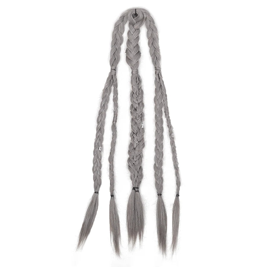 Synthetic 24" Handmade Viking Braided Ponytail Wig Men Clip In Hair Extensions,Halloween Renaissance Warrior Costume Accessories