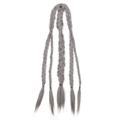 Synthetic 24" Handmade Viking Braided Ponytail Wig Men Clip In Hair Extensions,Halloween Renaissance Warrior Costume Accessories