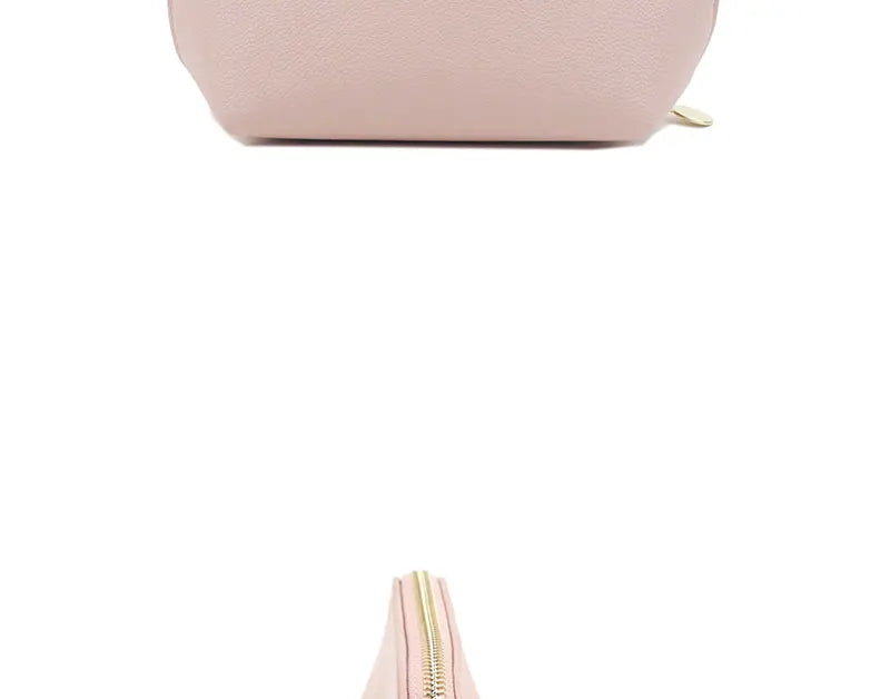 Customized Letters PU Leather Cosmetic Storage Bag Classic Simple Atmosphere Solid Color Make Up Bag Advanced Zipper Wash Bag