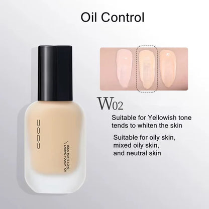 UODO Hydrating Oil-Control Foundation Liquid Long-Lasting Matte Finish Lightweight Formula For Oily&Combination Skin Base Makeup