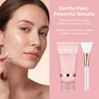 Collagen Overnight Peel Off Facial Mask, Hydrating Night Skin Care Mask, Gentle At-Home Facial Treatment for Nightly Skincare