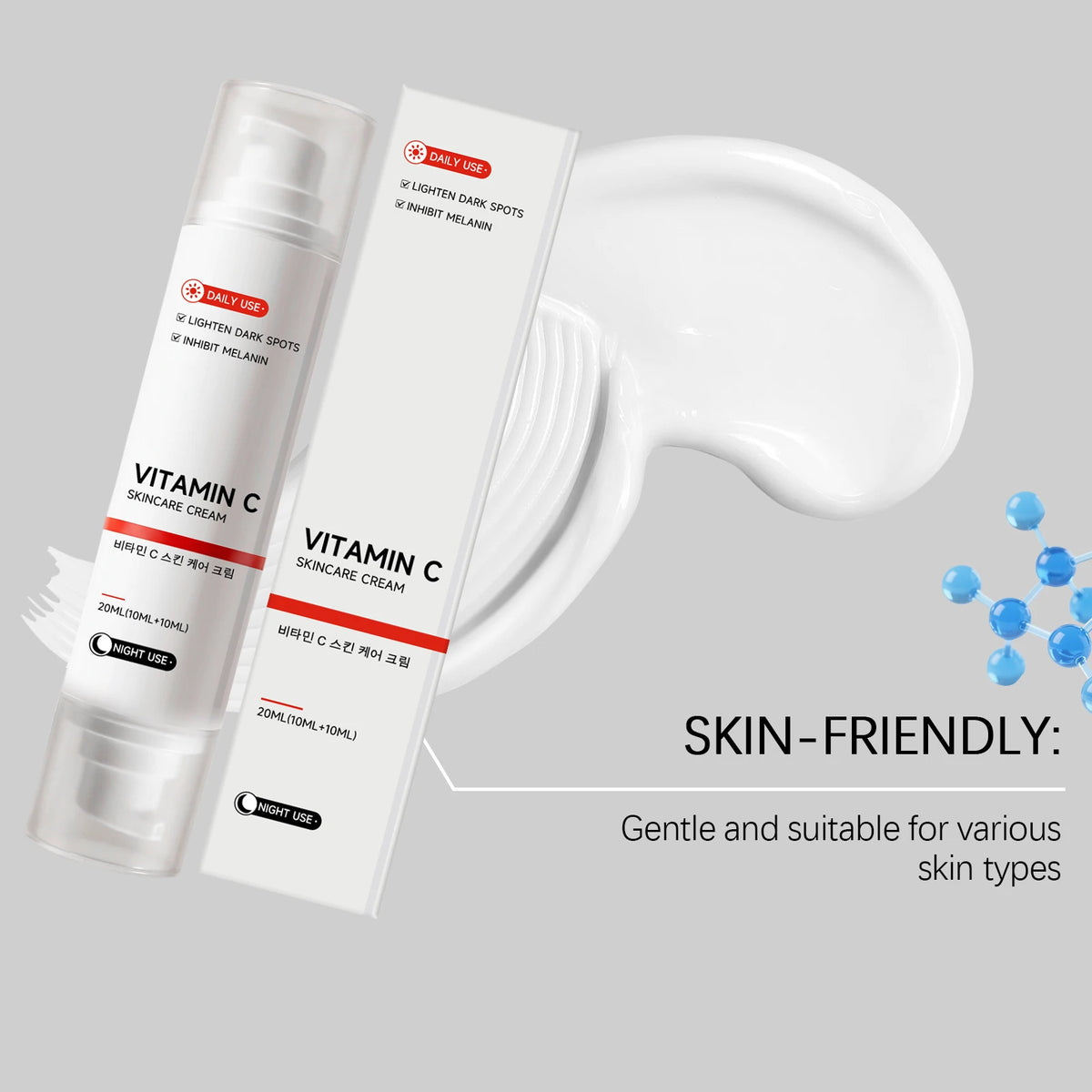 Vitamin C Brightening Ampoule For Dull Uneven Skin Tone Dual Effect Firm Lift Skin Minimize Pore Lightweight Brighten Face Cream