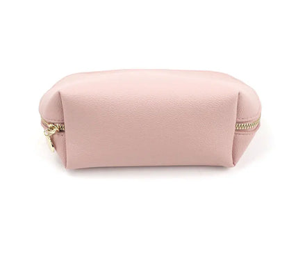 Customized Letters PU Leather Cosmetic Storage Bag Classic Simple Atmosphere Solid Color Make Up Bag Advanced Zipper Wash Bag