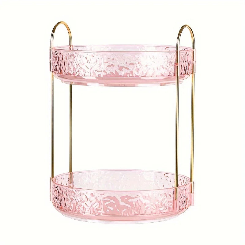 1Pc/Water Ripple Pattern Bedroom Vanity Cosmetic Rotating Storage Rack Box Bathroom Desktop Perfume and Skincare Tray