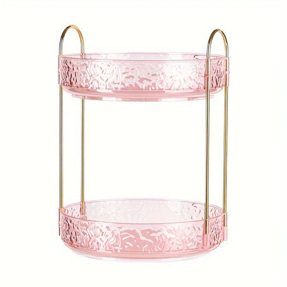 1Pc/Water Ripple Pattern Bedroom Vanity Cosmetic Rotating Storage Rack Box Bathroom Desktop Perfume and Skincare Tray