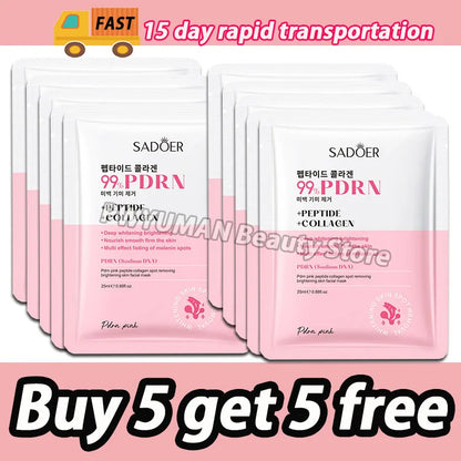 PDRN Collagen Masks Anti Wrinkle Fade Fine Lines Moisturize Brightening Glass Glow Skin Elasticity SkinCare Korean Cosmetics