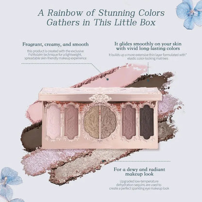 Flower Knows Makeup Butterfly Cloud Collar Collection Embossed 6 Color Eyeshadow Palette Long Lasting Waterproof Gliter For Eyes