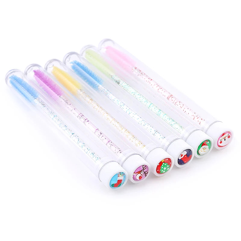 Christmas Eyelash Brush Tube Reusable Eyebrow Brushes Mascara Wand Dust-proof Cleaner Storage Cosmetics Makeup Tools