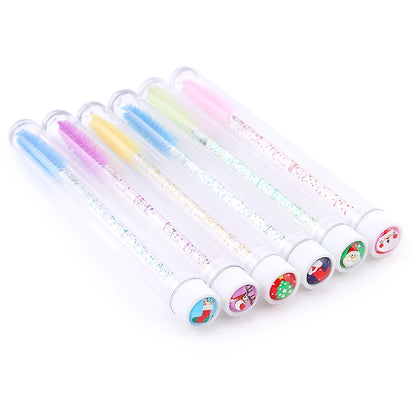 Christmas Eyelash Brush Tube Reusable Eyebrow Brushes Mascara Wand Dust-proof Cleaner Storage Cosmetics Makeup Tools