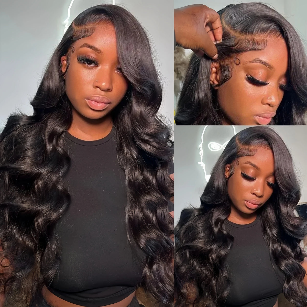 Peruvian Hair Invisible Strap 360 Full Lace Frontal Body Wave Wig Human Hair Natural Color Drawstring 360 Lace Frontal Wig