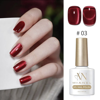 MN 12ML 1-21PCS Hot Selling Red through Half the Sky Cat Eye Nail Polish New Whitening Glass Bead Cat Eye Nail Polish Nail Art