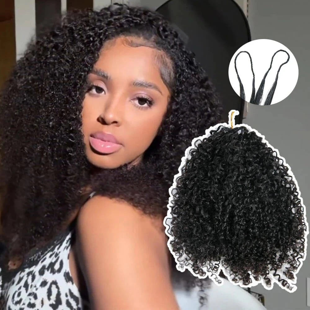 120g 240g Afro Kinky Curly Crochet Human Hair Knotless Pre-Separated Crochet Feather Hair Extensions Curly 100% Human Hair