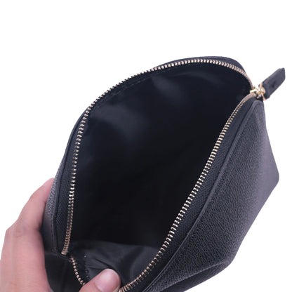 Customized Letters PU Leather Cosmetic Storage Bag Classic Simple Atmosphere Solid Color Make Up Bag Advanced Zipper Wash Bag