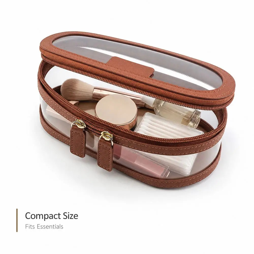 Toiletry Storage Case Transparent Cosmetic Bag Clear Window Double Zipper Cosmetic Organizer Portable Beauty Tools