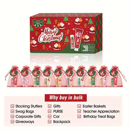 10 Sets per Box. Mixed Lip Balms and Hand Creams, Richly Moisturizing. Perfect for Christmas Giveaways and New Year Gifts.