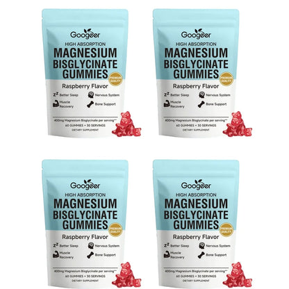 Magnesium Bisglycinate Gummies 400mg, with Vitamin D3 & Zinc, 60 Count, Supports Better Sleep, Muscle Recovery & Nervous System