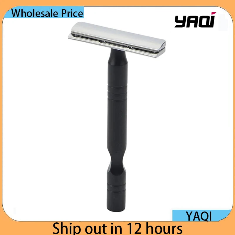 YAQI Beard Shaver Chrome And Black Color Aluminum Handle Light Weight AC Blade Excalibur Single-edged Mens Shaving Safety Razor
