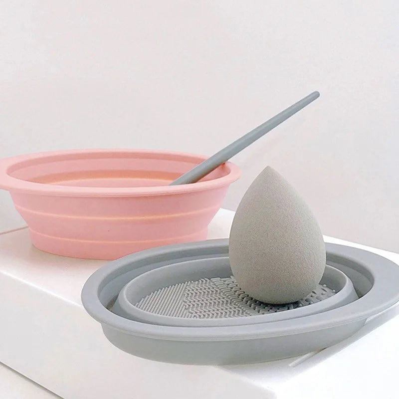 Silicone Makeup Brush Cleaner Bowl Foldable Cleaning Mat Cosmetic Foundation Eyeshadow Powder Brushes Cleaner Tools For Makeup
